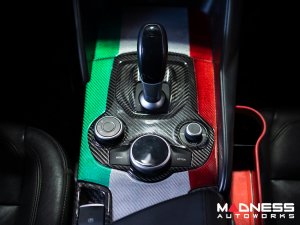 Alfa Romeo Giulia Center Console Trim Set - Carbon Fiber - Two Piece Kit - Italian Theme - Pre '20 - Feroce Carbon